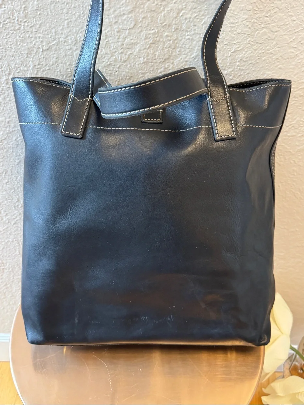 Fossil Austin large black leather shopper tote